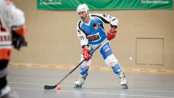 Milan BlahaRostocker Nasenbären vs Powerkrauts BerlinInline Skaterhockey 2023Foto: Georg Scharnweber