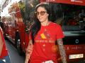 Spanish Women s National Soccer Team Arrives In Ibiza Jennifer Hermoso attends to fans during the tour of the national t
