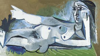Pablo Picasso,Liegender Frauenakt mit Katze, 1964Leinwand97,5 x 195 cmVon der Heydt-Museum Wuppertal© Succession Picasso / VG Bild-Kunst, Bonn 2023