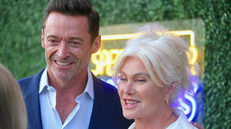 US Open - Celebs Arrivals Hugh Jackman with his wife Deborra-Lee Furness arrive at The US Open to attend Serena Williams