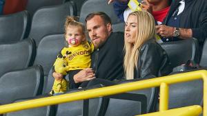 BVB RB Leipzig Soccer Dortmund August 26 2018 Kevin Großkreutz with girlfriend Caro and daughter