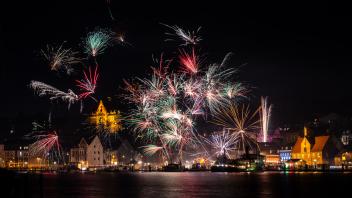 Jahreswechsel 2023 / 2024 , Feuerwerk in Flensburg, Foto: Sebastian Iwersen