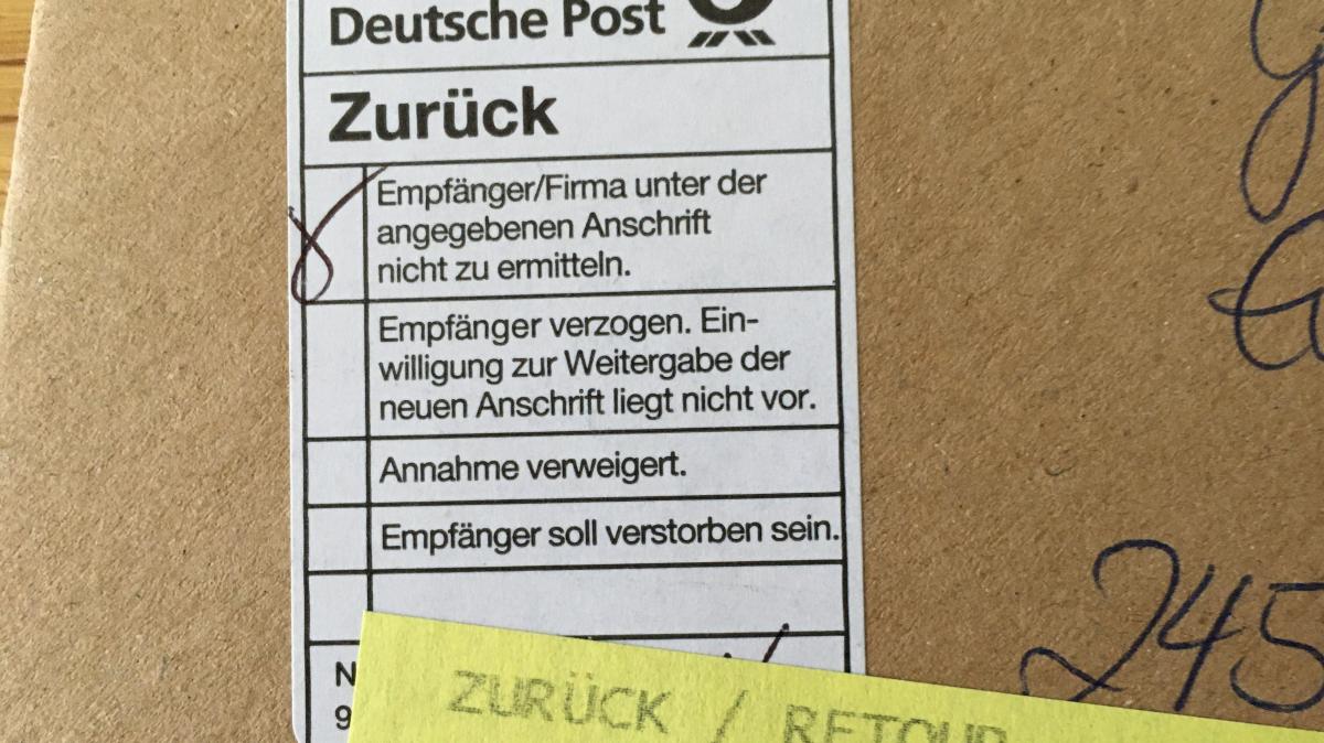 Neumünster Return to sender Brief kam retour und nun?