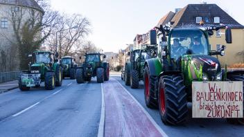 Proteste der Landwirte zu Plänen der Bundesregierung / Landvolk Osnabrück Traktor Korso auf dem Wall