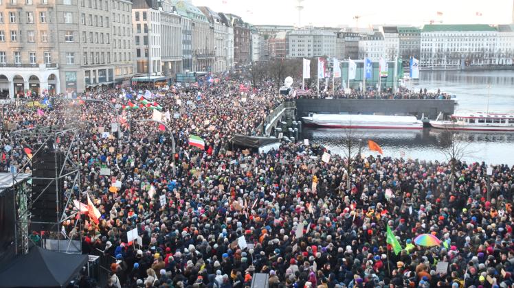 Gegen die AfD und Rechtsextremismus: Zehntausend Menschen kamen am Freitag zur Demo nach Hamburg.