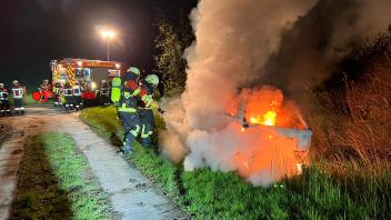 Die Polizei vermutet Brandstiftung bei dem in Raa-Besenbek ausgebrannten Audi. 