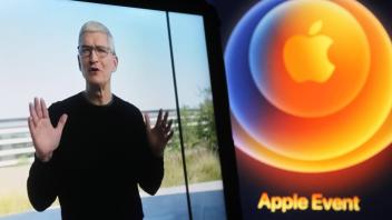 October 13, 2020, Ukraine: CEO Tim Cook is seen on an IPad screen during the Apple event. Ukraine - ZUMAs197 20201013_z
