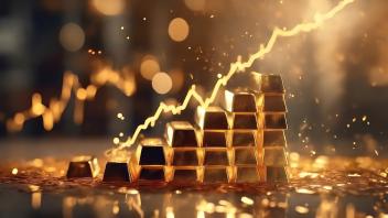 Gold bars in a pyramid arrangement catch fire, surging prices in a volatile market. Rising gold prices, concept of inflation.