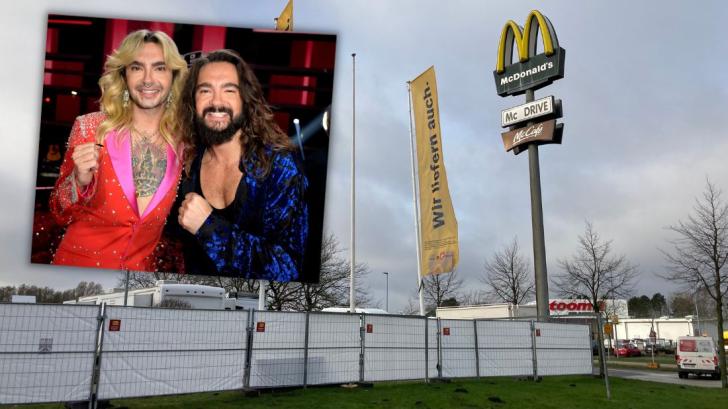 Bill (links) und Tom Kaulitz hatten im Februar 2024 Werbeclips für McDonald‘s in der Filiale in Elmshorn gedreht.
