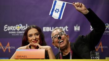Singer Eden Golan representing Israel during press conference after the second semi-final during Eurovision Song Contest