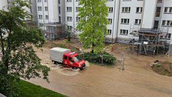 Überflutungen in Grimmen nach Unwetter