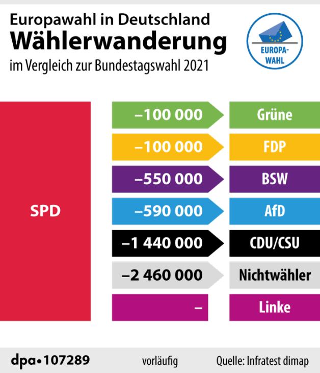 Europawahl Ergebnisse 2024 So sieht die Wählerwanderung aus SHZ