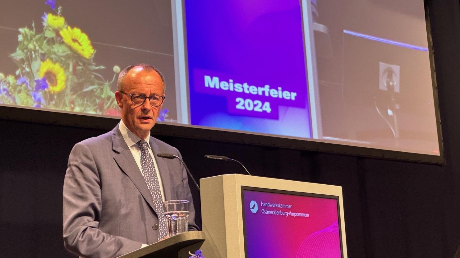 CDU-Chef Friedrich Merz spricht bei Meisterfeier in Stadthalle Rostock