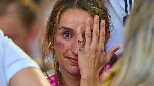 Lena Wurzenberger, girlfriend of Julian Nagelsmann, DFB coach, sad in the UEF quarter-final GERMANY - SPAIN