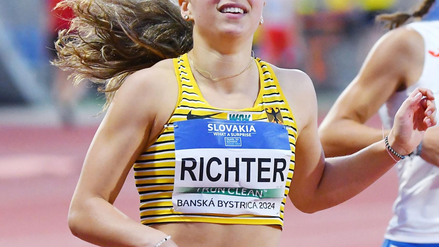 Pauline Richter vom 1. LAV Rostock sprintet über 200 Meter zu EM-Bronze