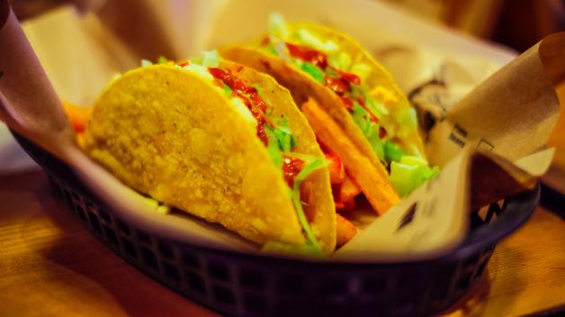 Tasty taco with vegetables on paper Model Released Property Released xkwx background beef bell bread