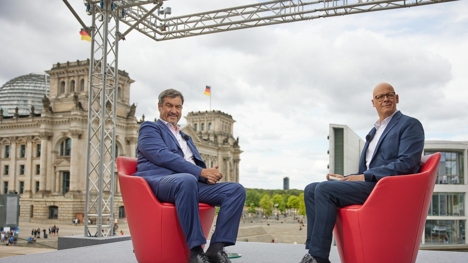 Aktivisten der „rechtsgerichteten Szene“ stören ARD-Sommerinterview mit Söder