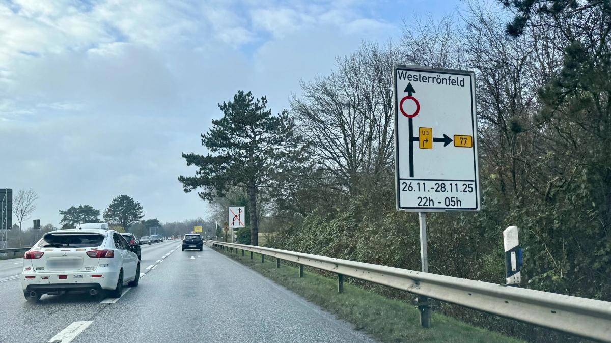 Nächtliche Sperrung der B202 bei Westerrönfeld ab 26. November