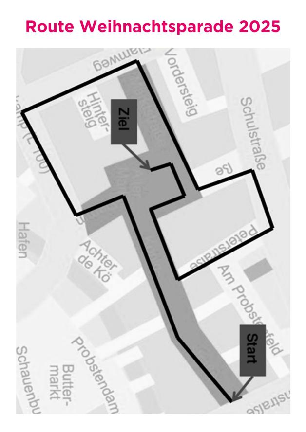 Die Route der Weihnachtsparade führt quer durch Elmshorns Innenstadt.