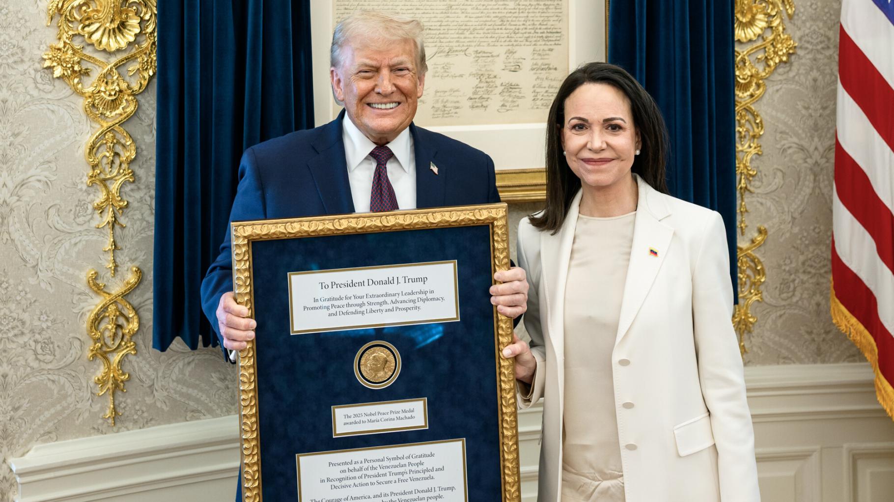 Machado überreicht Trump ihre Nobelpreis-Medaille – so fällt seine Reaktion aus
