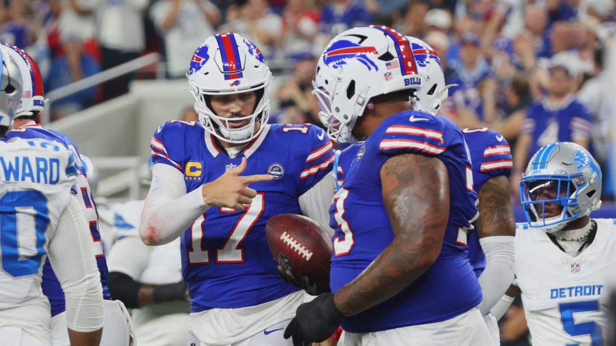 Josh Allen (Mitte) führte die Bills zum ersten Heimsieg im neuen Stadion