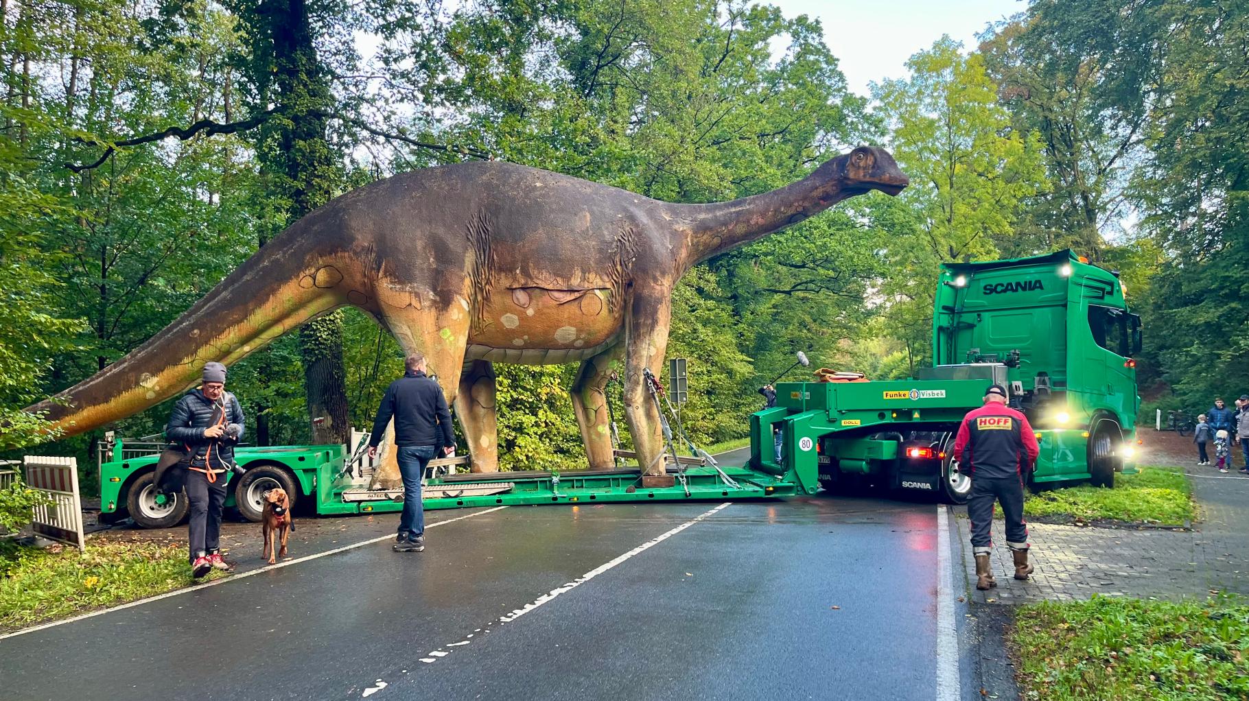 Wie Dino-Dame „eLise“ von den Saurierfährten Barkhausen nach Damme rollte